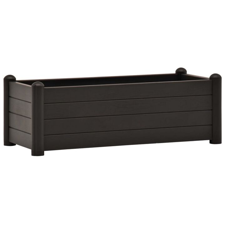 Outdoor Raised Flower Bed with Drainage, 39 Inch Gray Polypropylene