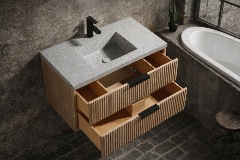 Diego 36" Floating Bathroom Vanity Weathered Fir image number 3