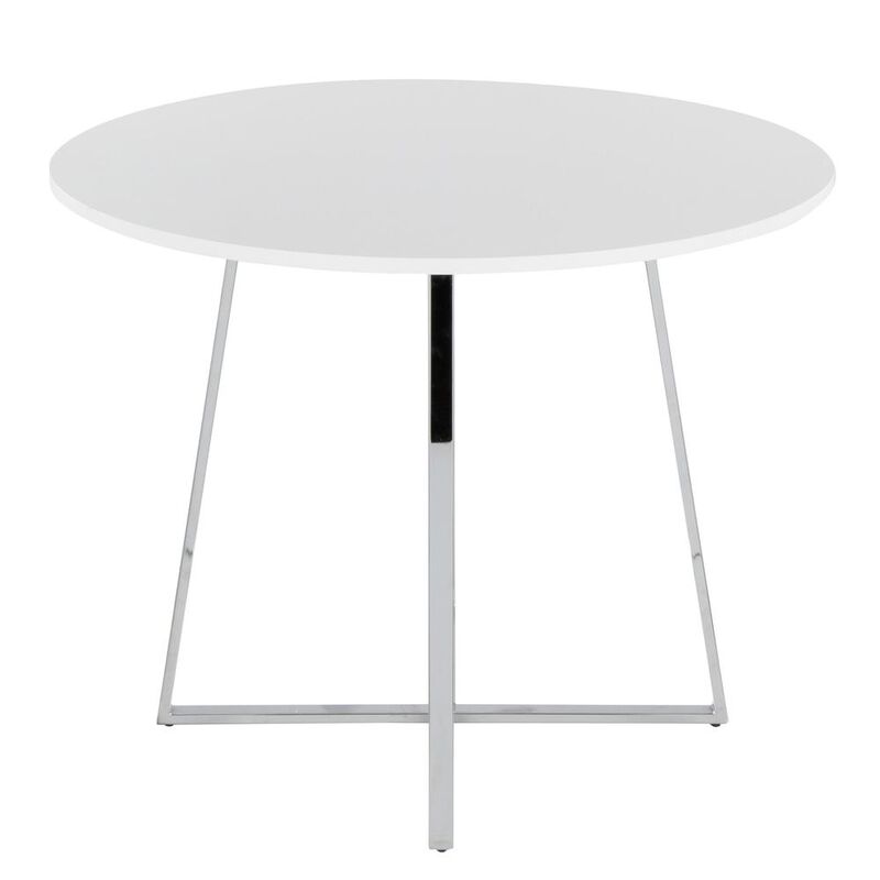 LumiSource Chrome Metal, White MDF Canary Cosmo Dining Table