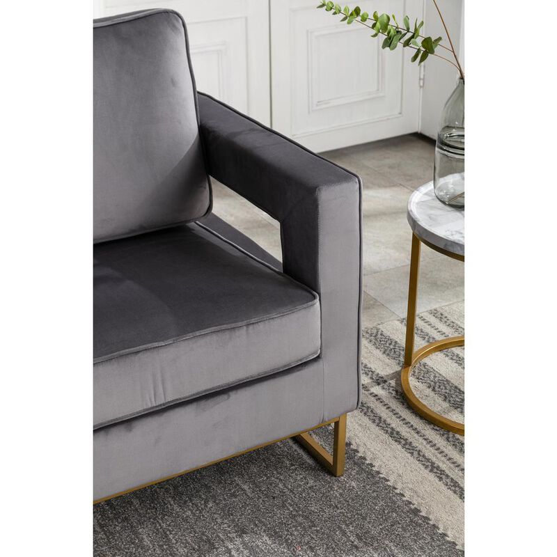 Carolina Chair & Table Adadon Velvet Upholstered Armchair - Gray