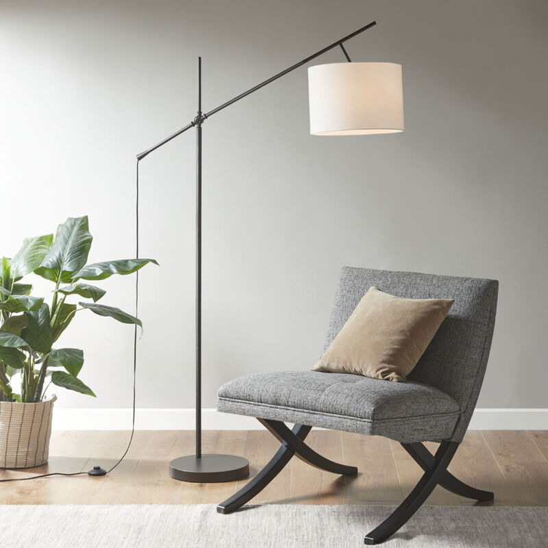 Keller Adjustable Arched Floor Lamp with Drum Shade