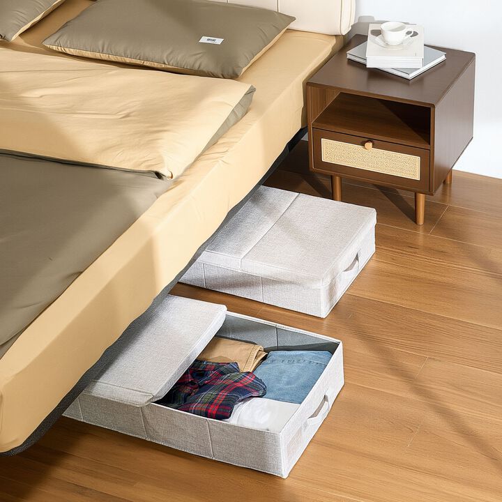 Under Bed Storage Containers with Clear Lids, 2 Pack, Clothes and Shoe Organizer-Grey