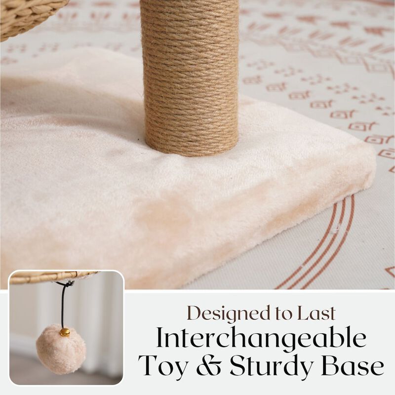 Petpals 30-in Paper Rope Hand Woven Condo & Perch Cat Tree, Beige