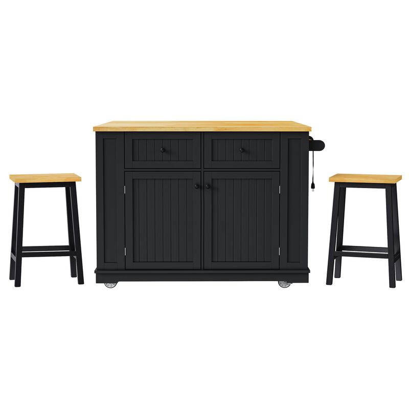 Merax Modern Kitchen Island with 2 Bar Stools