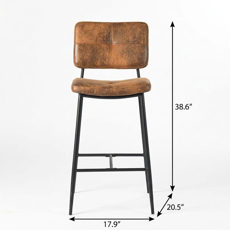 HomeRoots Set of Two 27" Brown And Black Faux Leather And Steel Low Back Counter Height Bar Chairs image number 6