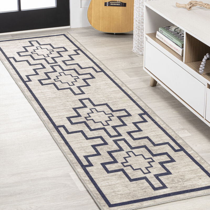 Ashkii Minimalist Medallion Machine Washable Area Rug