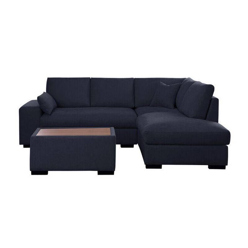 Eri 100 Inch Sectional Sofa, Right Chaise, Ottoman, Pillows, Dark Gray