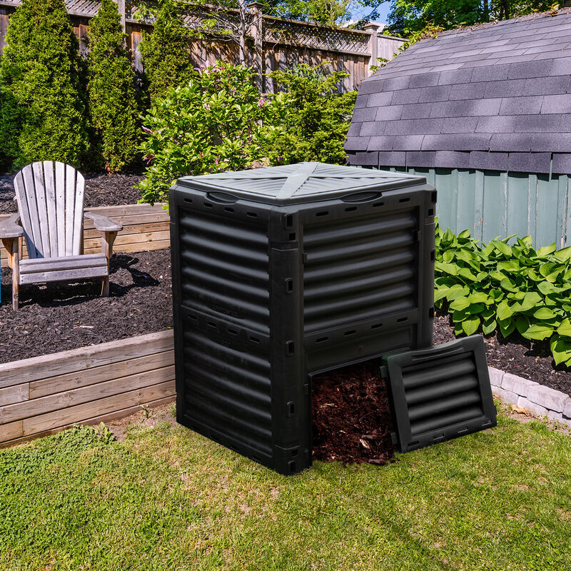 80-Gallon Outdoor Composter with Large Openable Lid and Bottom Exit Door