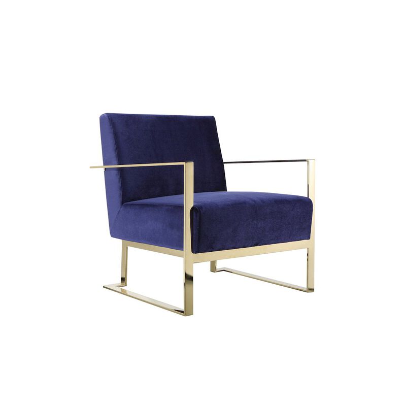 Pangea Home Dexter Lounge Chair Velvet Navy