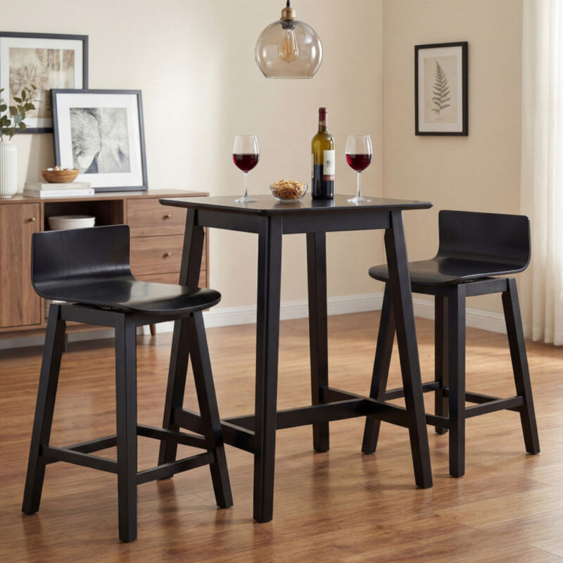 2-Piece Swivel Bar Stools with Low Back and Sturdy Rubber Wood Legs image number 1