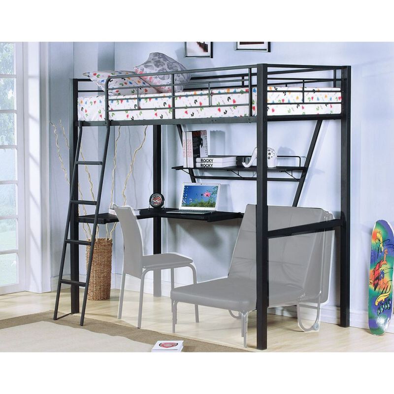 Senon Loft Bed & Desk in Silver & Black image number 4