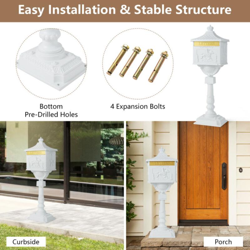 Hivvago Retro Cast Aluminum Mailbox Security Postal Letter Box with Baffle Door