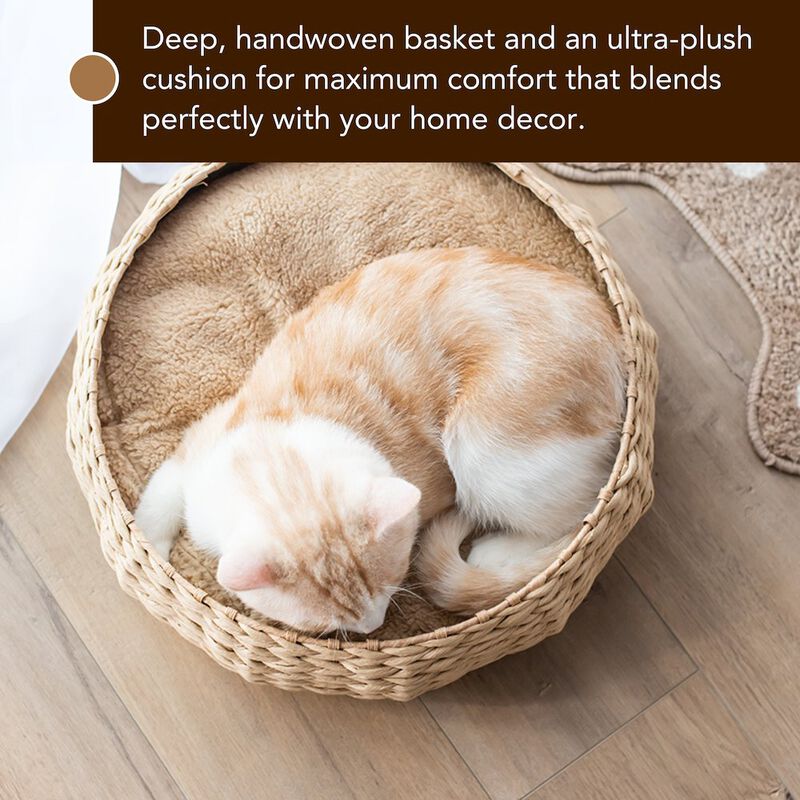 Petpals Paper Rope Wicker Design Round Cat Bed