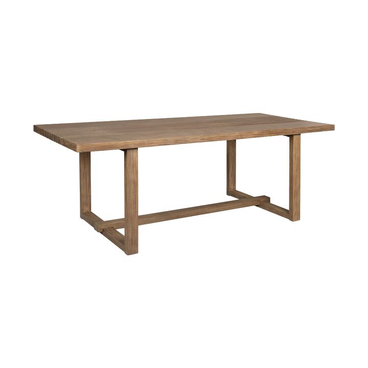 Hida Outdoor Dining Table, Brown Eucalyptus Wood, Rectangular 82 Inch