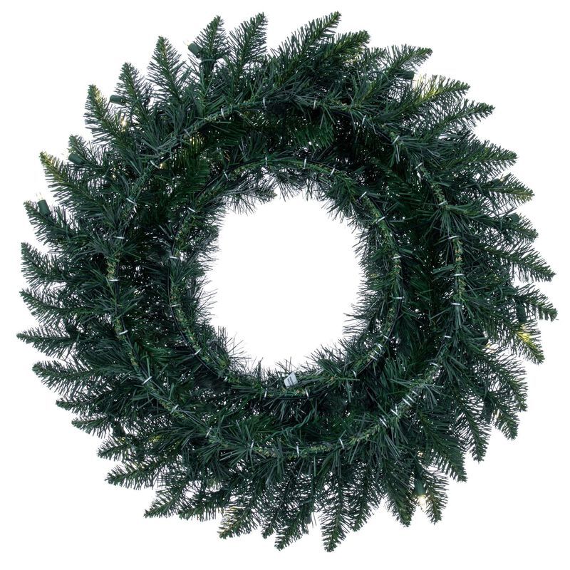 Vickerman 24" Camdon Fir Artificial Christmas Wreath, Warm White LED Mini Lights - Faux Holiday Wreath - Indoor Seasonal Home Decor image number 1