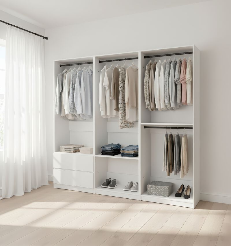 Prosper White Freestanding Walk in Wood Closet System