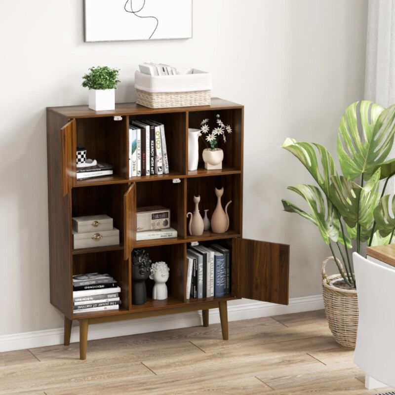 Hivvago 9-Cube Bookshelf with Open Shelves and 3 Door for Home Office