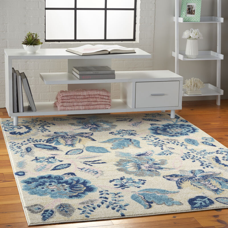Tranquil TRA02 Ivory/Light Blue 4' x 6' Rug