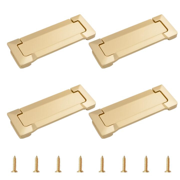 MOROBOR 4pcs Pocket Doors Drawer Handle Flush Pull, Hidden Concealed Furniture Handle with Screws Zinc Alloy Knobs for Cabinets,