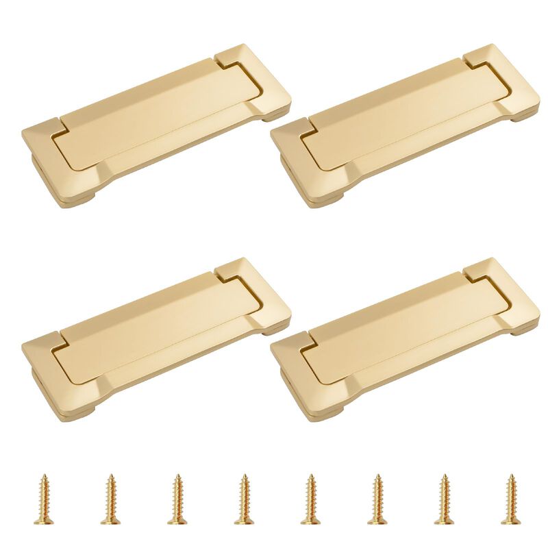 MOROBOR 4pcs Pocket Doors Drawer Handle Flush Pull, Hidden Concealed Furniture Handle with Screws Zinc Alloy Knobs for Cabinets,