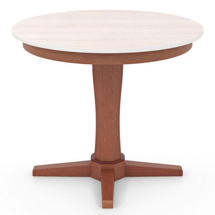 Hivvago 35 Inches Wooden Round Dining Table with Pedestal Base