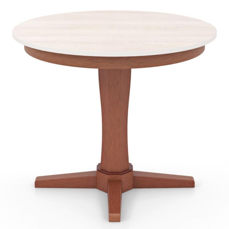 Hivvago 35 Inches Wooden Round Dining Table with Pedestal Base