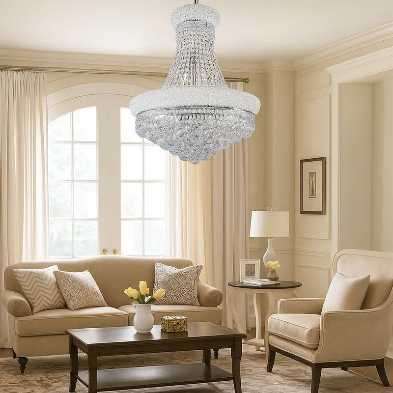 Crystal Ceiling Lamp with Chandelier Design Body, Clear - Benzara image number 3