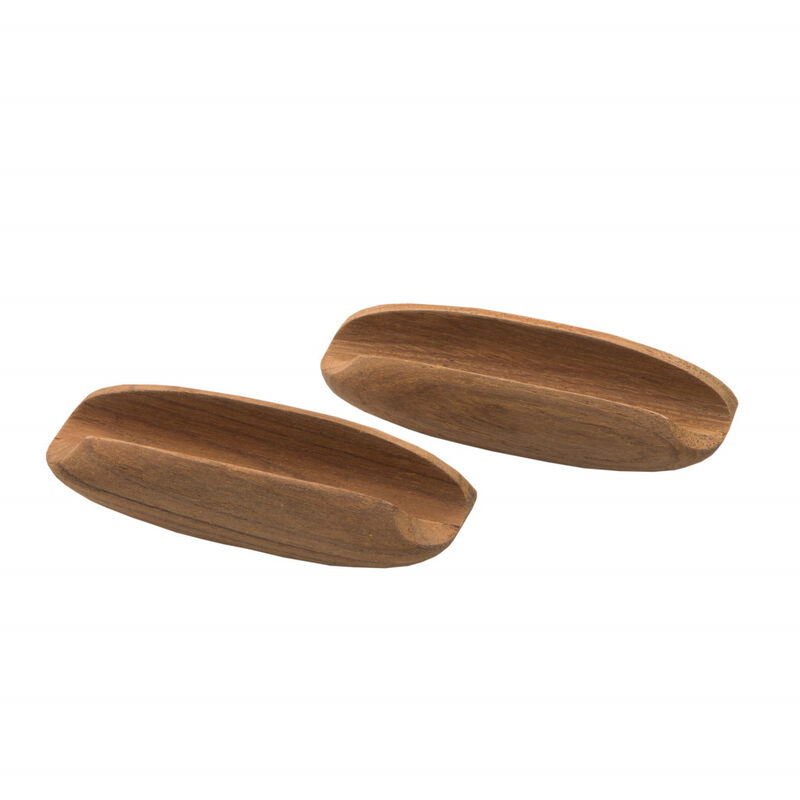 HomeRoots Set of Two Brown Wood Oval Drawer Pull Knobs image number 4