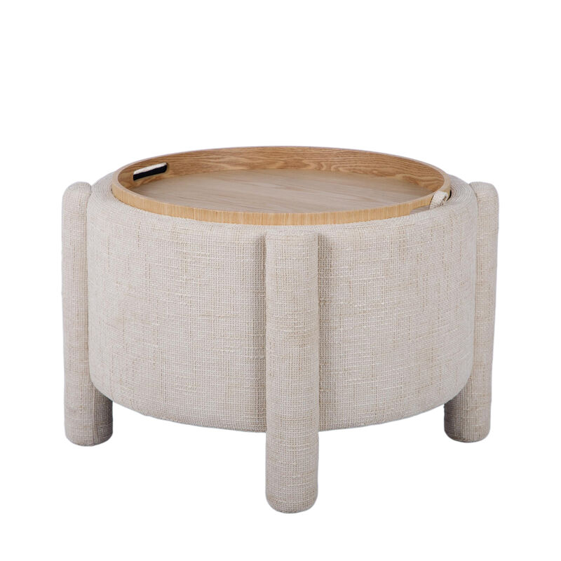 Bellamy Curry Chenille Storage Stool With Reversible Tray Top image number 3
