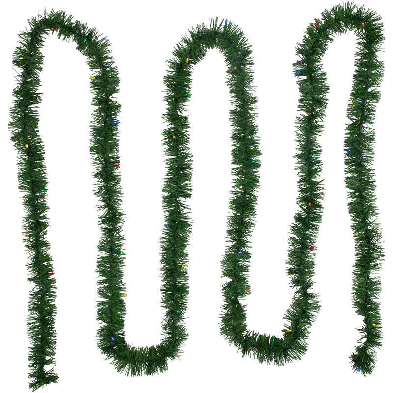 18' Pre-Lit LED Pine Artificial Christmas Garland  Multicolor Lights image number 0