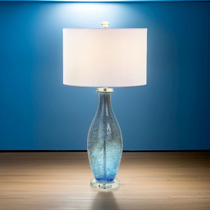 Lux Lighting Everly 30” Blue tone Art Glass w/Crystal Base, (Set of 2)