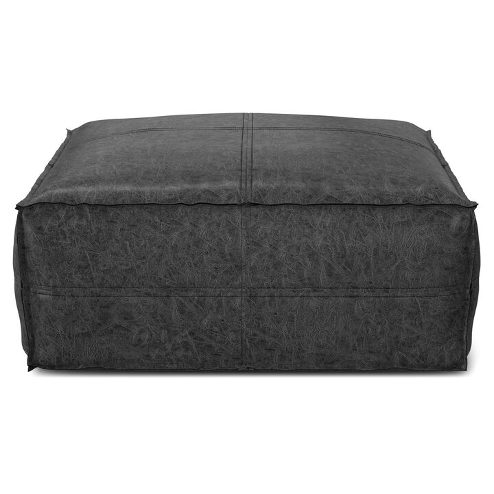 Simpli Home Brody Large Square Coffee Table Pouf