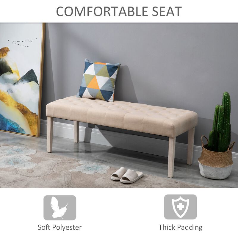 SimpleTufted Upholstered Ottoman Accent Bench with Soft Comfortable Cushion & Fashionable Modern Design  Beige image number 5