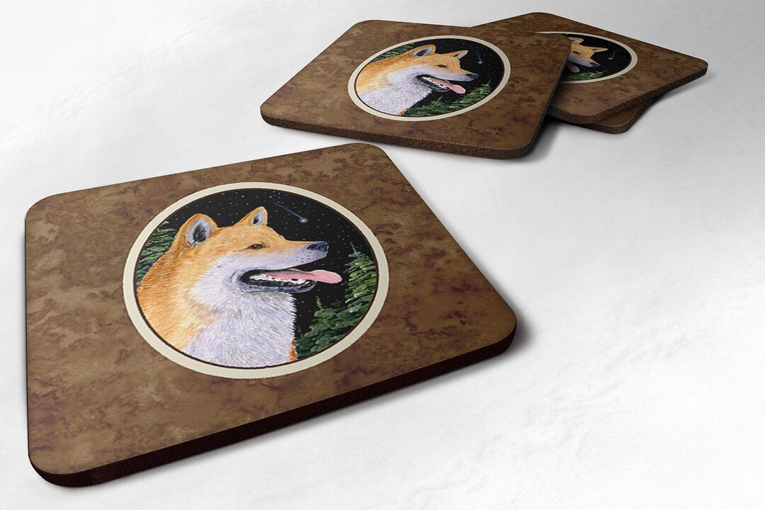 Caroline's Treasures SS8598FC Shiba Inu Foam Coasters (Set of 4), 3.5 H x 3.5 W, Multicolor