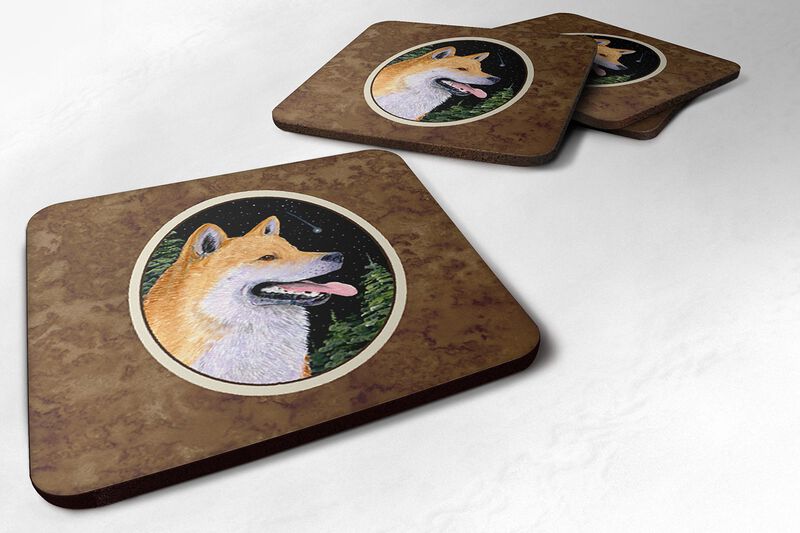 Caroline's Treasures SS8598FC Shiba Inu Foam Coasters (Set of 4), 3.5 H x 3.5 W, Multicolor image number 0