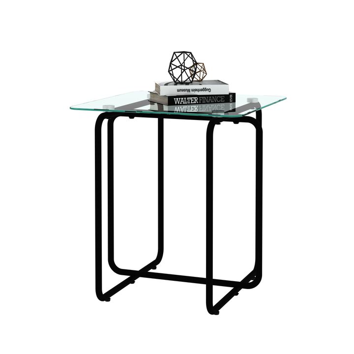 Modern Tempered Glass Coffee Table End Table Side Table for Living Room, Bedroom, Sleek Design