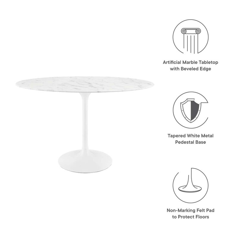 Modway - Lippa 48" Oval Artificial Marble Dining Table White