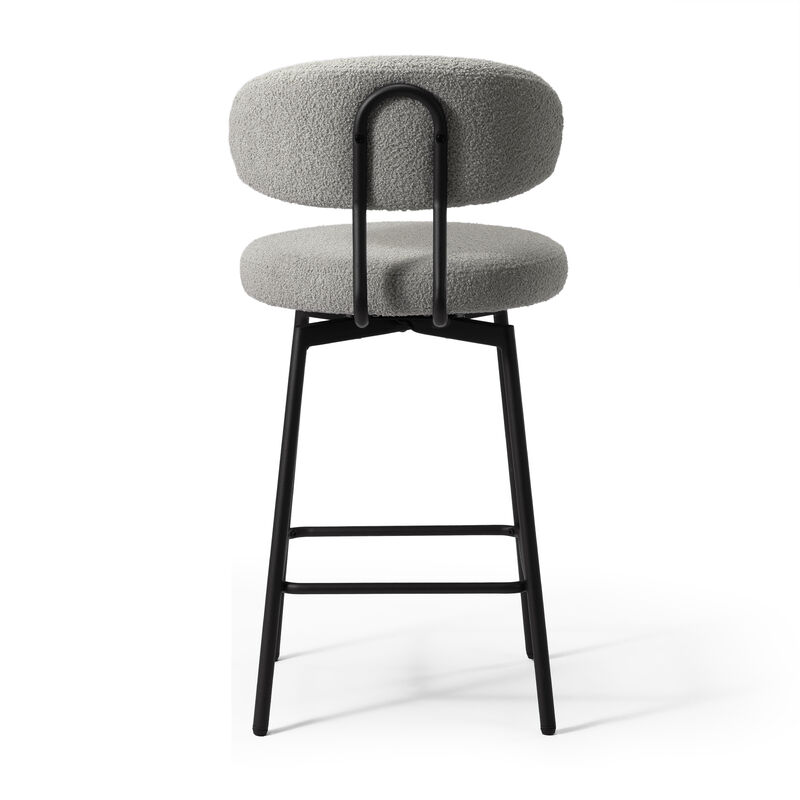 WestinTrends Modern Upholstered Sherpa Fabric Counter Height Bar Stools with Back (Set of 2) image number 4