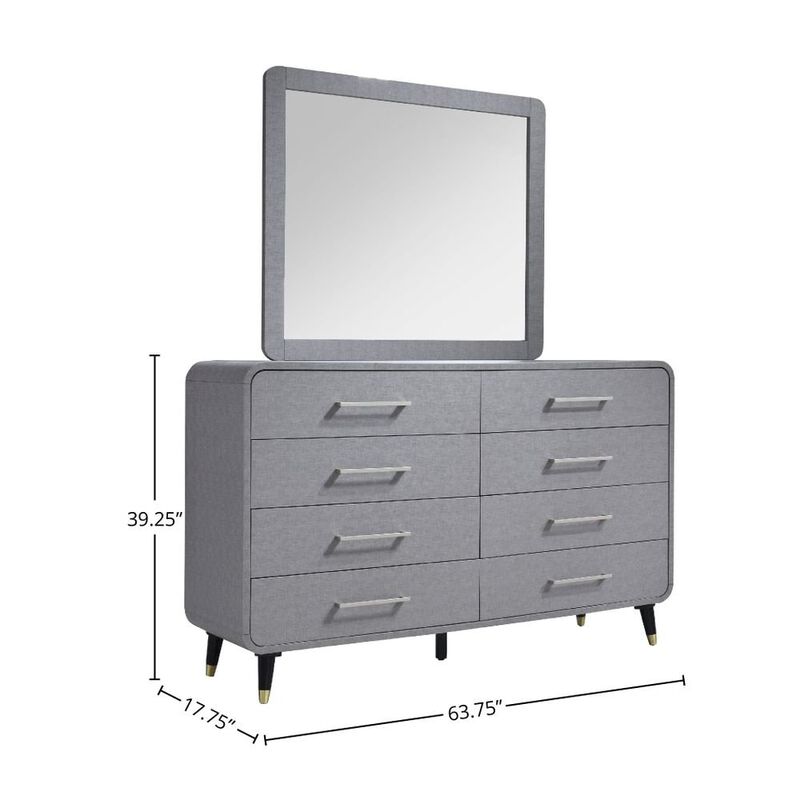 Celine 8 Drawer Dresser in Gray Finish