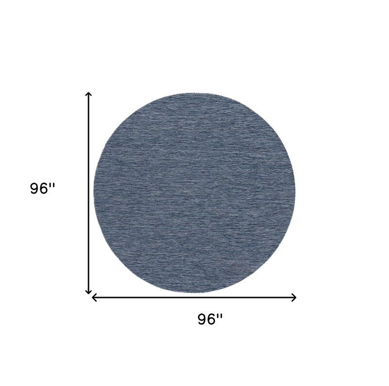 HomeRoots 8' Navy Blue And Ivory Round Geometric Indoor Outdoor Area Rug image number 3