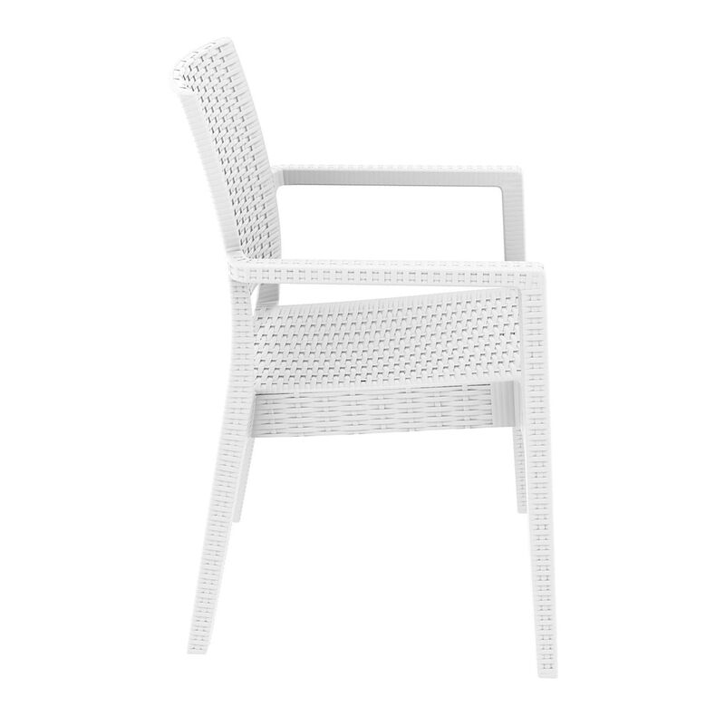 34" Gray Wickerlook Patio Stackable Dining Chair