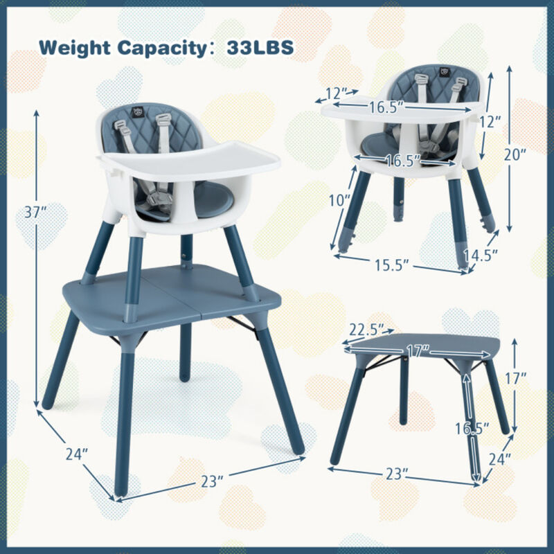 4-in-1 Kids Table Chair Set Convertible with Comfortable PU Cushion image number 2