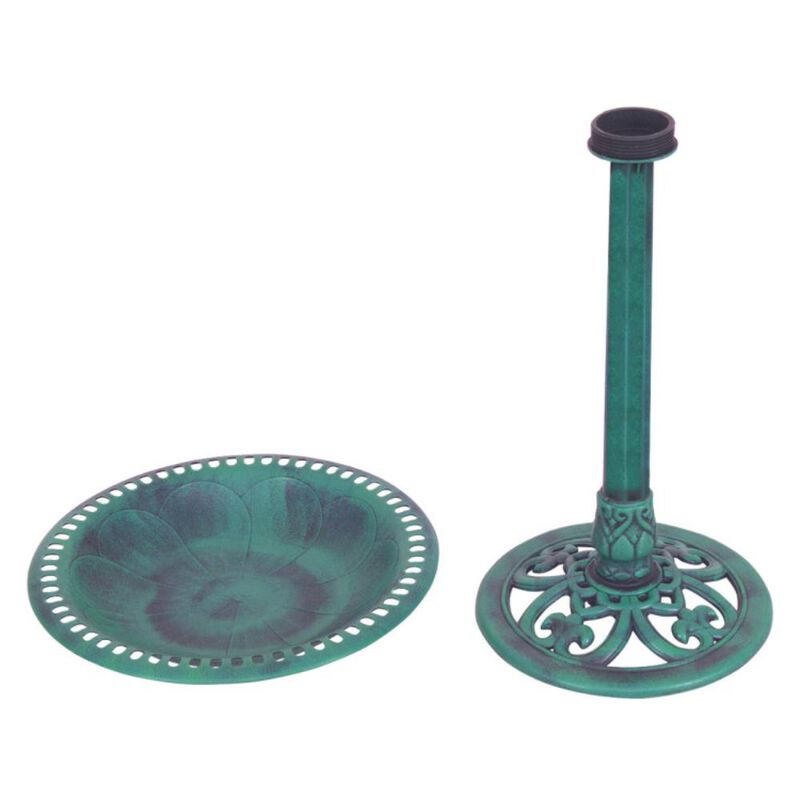Hivvago Outdoor Garden Green Pedestal Bird Bath Feeder