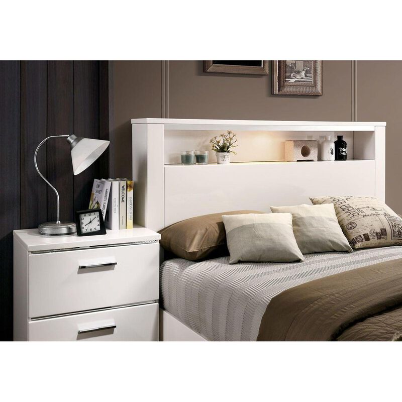 Streamdale High Gloss White Nightstand with USB Charger