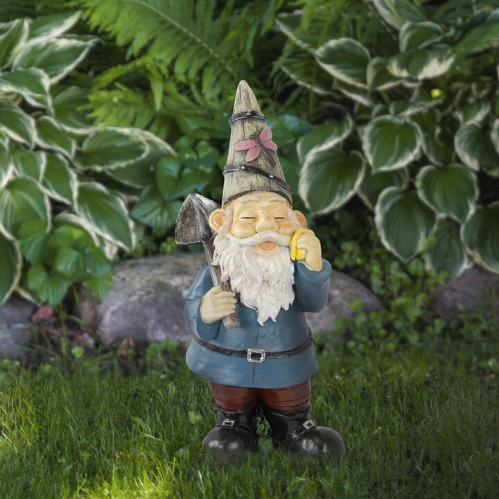 Gnome with Shovel Outdoor Garden Statue - 15.25"