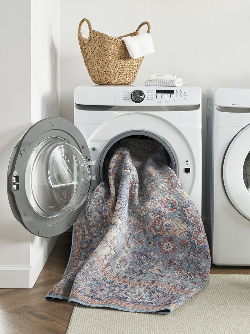 Machine Washable Series 1 SR104 Blue/Multicolor 5'3" x Round Rug