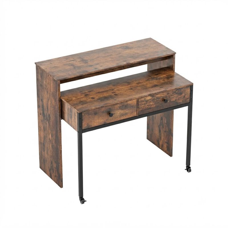 Convertible Extendable Writing Desk with 2 Drawers for Home Office image number 0