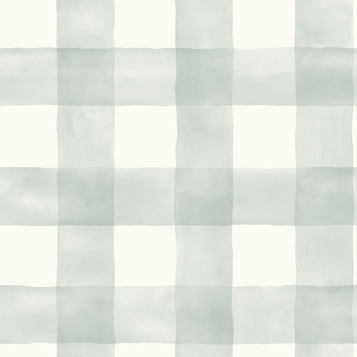 Watercolor Check Grey & White Wallpaper