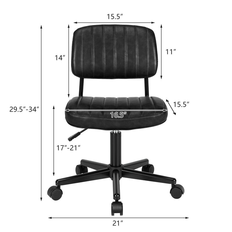Costway PU Leather Office Chair Adjustable Swivel Task Chair w/ Backrest Black