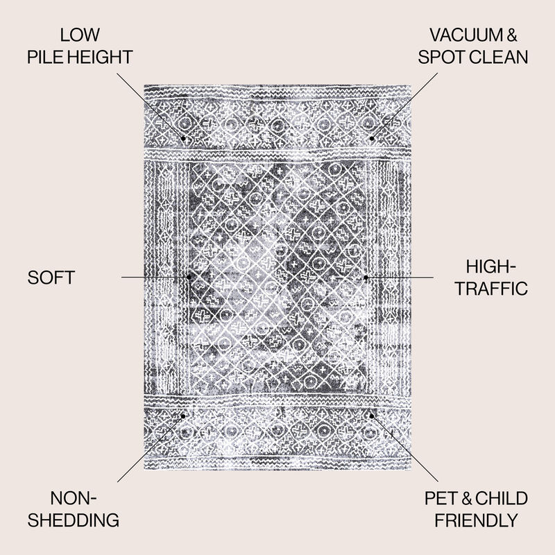 Iften Moroccan Geometric Distressed Area Rug